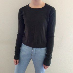 Brandy Melville dark green cropped long sleeve top